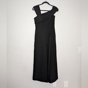 Eliza J Black Asymmetrical Neckline Event Formal Wide Leg Sleeveless Jumpsuit 4P